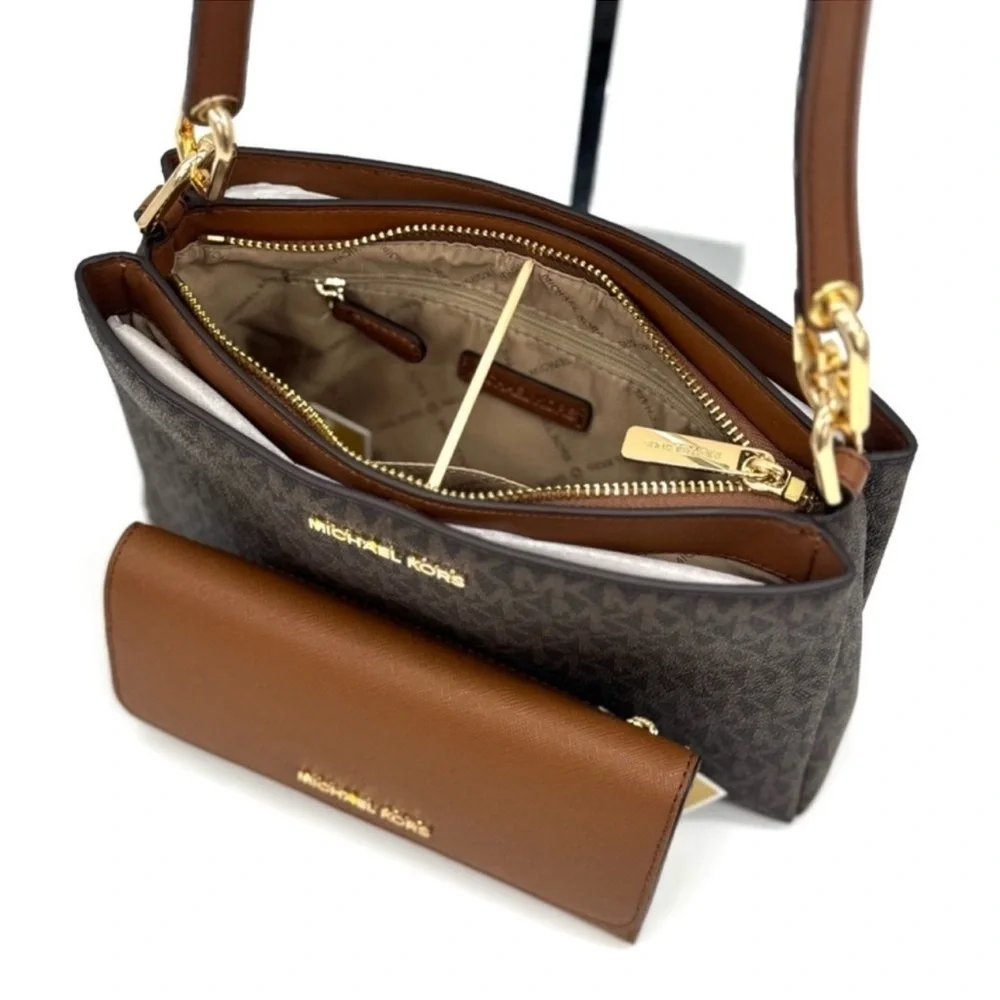 Michael Kors Trisha Medium Triple Compartment Crossbody Bag & Trifold Wallet Set